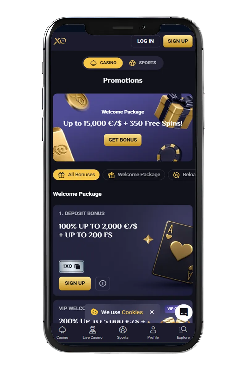 Screenshot of the bonus program on the phone