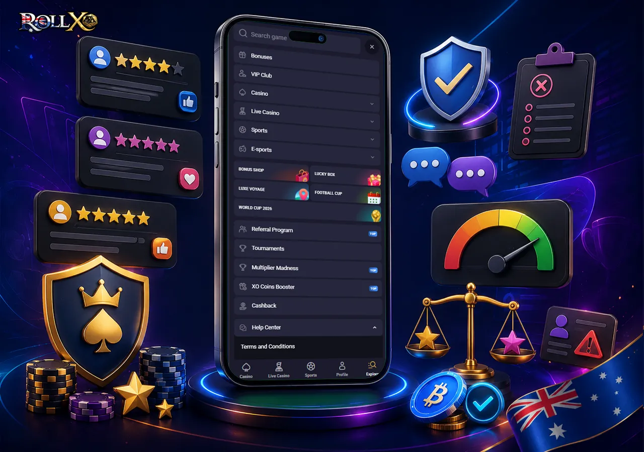 Trusted review platforms shown as a reputation scene with player feedback and trust indicators